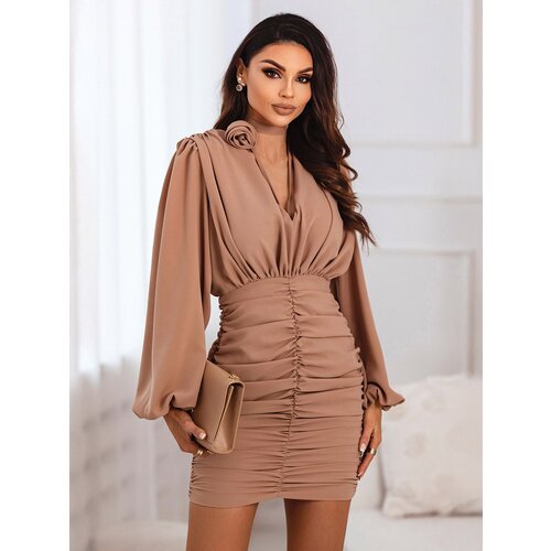 Edoti Women&amp;#039;s mini dress with wide straps and v-neck ROSE DL Slike