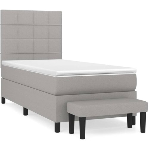  Krevet s oprugama i madracem svjetlosivi 100x200 cm od tkanine Slike