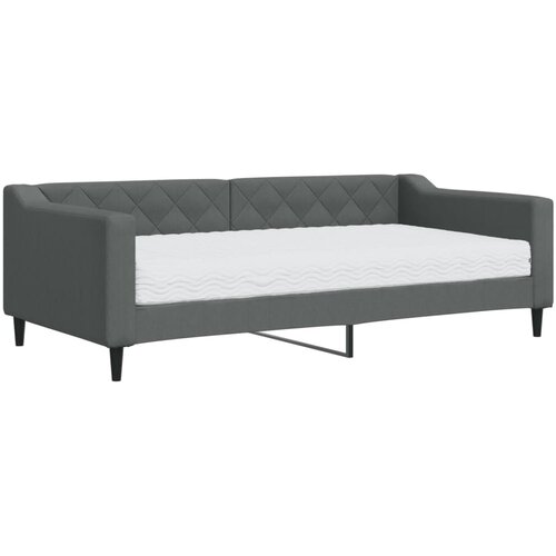  Dnevni krevet s madracem tamnosivi 90 x 190 cm od tkanine Slike