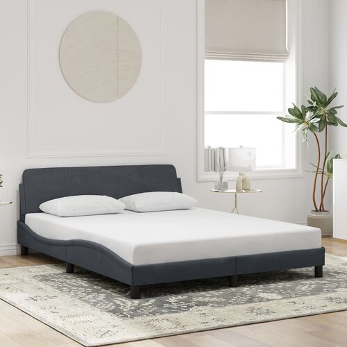 Furnova Posteljni okvir brez vzmetnice temno siv 160x200 cm žamet, (21938790) Slike