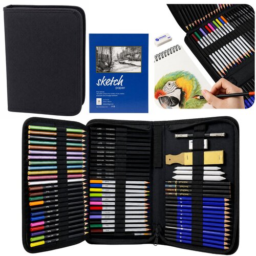 Art Set For Drawing Sketching Crayons Pencils Pencil Case 74 pcs. Slike