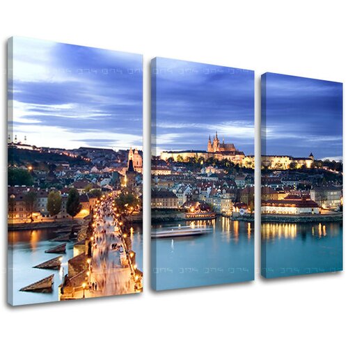  Slike na platnu 3-delne MESTA - PRAGA CZ006E30 (moderne slike) Slike