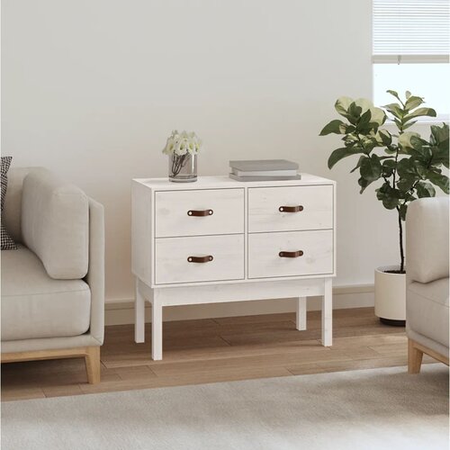 VidaXL Konzolna omarica bela 90x40x78 cm trdna borovina Slike