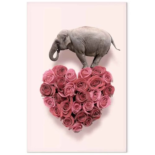  Slika - Elephant Lover (1-part) - Elephant Amid Pink Flowers 60x90 Akustična Slike