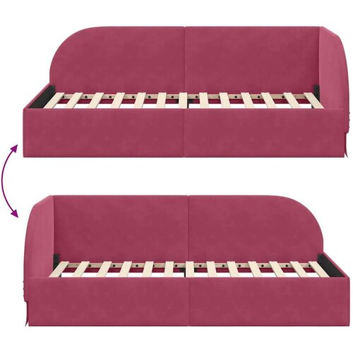VidaXL Kutni okvir kreveta Vinska crvena 90 cm x 190 cm tkanina Slike