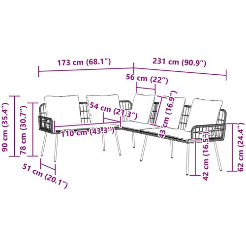 SOFA s jastukom Antracit 173 x 231 x 90cm Čelik Slike