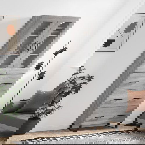 vidaXL Visoka komoda siva sonoma 69,5x34x180 cm inženirski les Cene