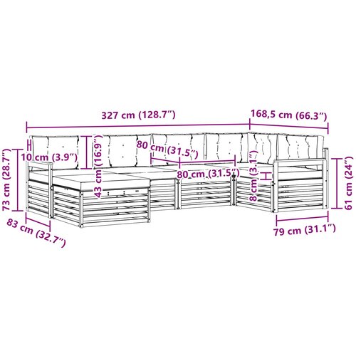  Set vanjskih sofa 6 kom. Prirodna i antracit 327 x 168,5 x 73 cm Slike