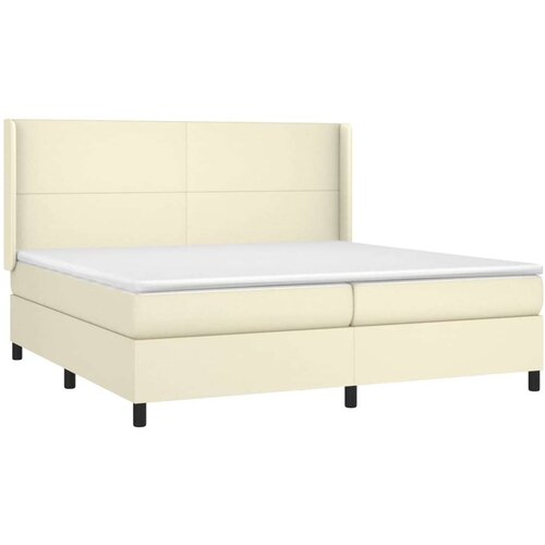  Krevet box spring s madracem LED krem 200x200cm od umjetne kože Slike