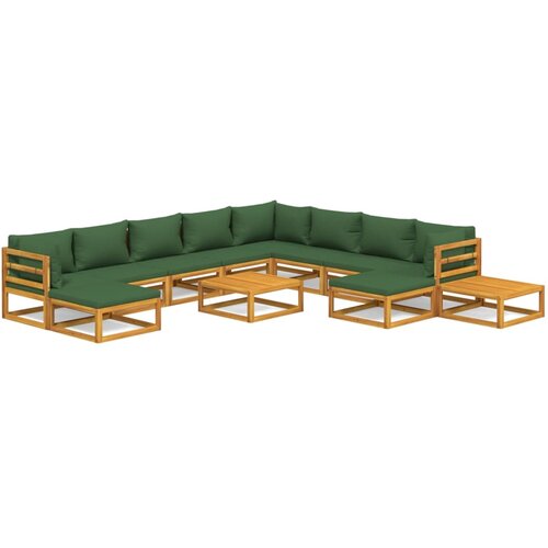 Maison Chic Seti vrtnega pohištva - Vrtna garnitura - Vrtni pohištvo set 12-delna z zelenimi blazinami trden les, (21809964) Cene