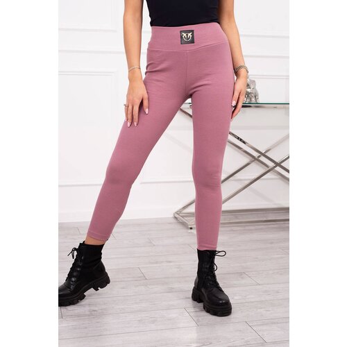 Kesi Ribbed leggings with a high waist in dark pink color Cijene