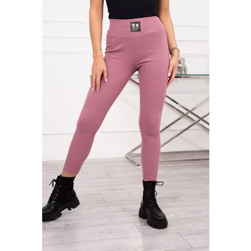 Kesi Ribbed leggings with a high waist in dark pink color