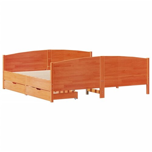 vidaXL Posteljni okvir z vzglavjem voščeno rjava 200x200 cm borovina, (21322441) Cene
