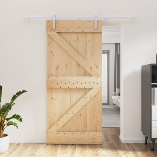vidaXL Drsna vrata s kompletom vodil 95x210 cm trdna borovina Cene