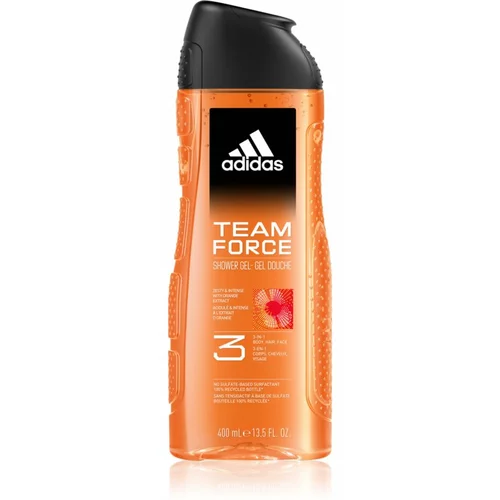 Adidas Team Force gel za prhanje za obraz, telo in lase 3v1 400 ml