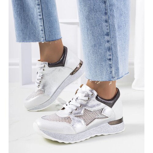 Gemre White metallic lace-up perforated sneakers Torres Slike