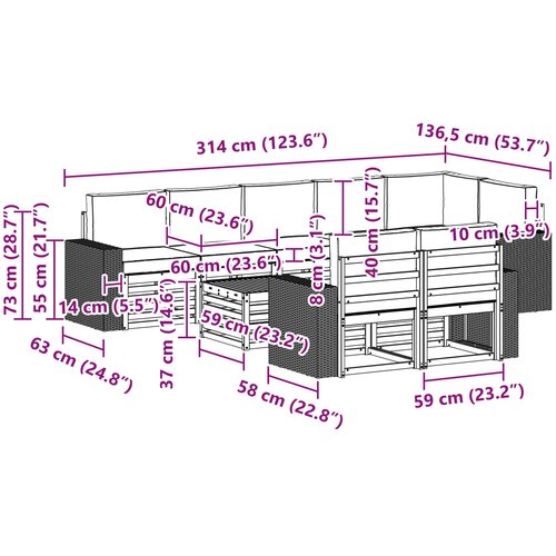  Set vanjskih sofa 9 kom. Prirodna i bež Poliester Slike