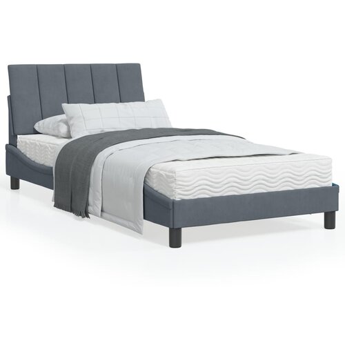 VidaXL Postelja z vzmetnico temno siva 100x200 cm žamet Slike