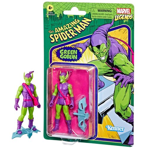 Marvel Hasbro Legends Series 3,75-palčni retro 375 Zbirka zelena goblinska akcijska igrača igračka, 2 dodatki, multicolor, F3820, (21240386) Slike