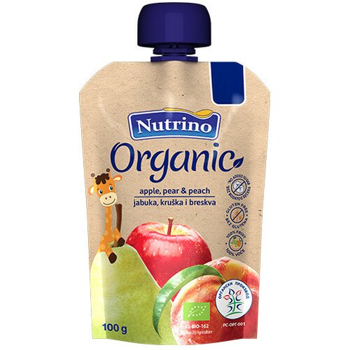Nutrino organic voćni pire jabuka, kruška, breskva 100g Cene