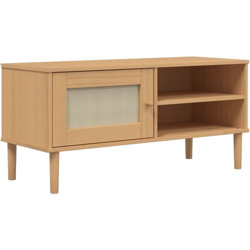 Maison Chic TV omarica - TV enota - Televizijska omarica SENJA videz ratana rjava 106x40x49 cm trdna borovina, (21701284) Cene