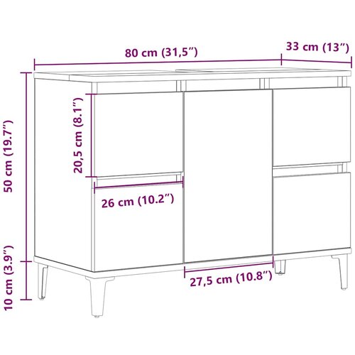  za sudoper Artisan hrast 80x33x60 cm izrađeno drvo Slike