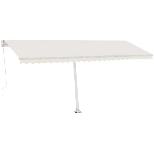 vidaXL Ročno zložljiva tenda z LED lučmi 500x300 cm krem, (20966150)