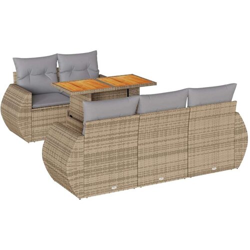 VidaXL 6-dijelni set vrtnih sofa s jastucima bež od poliratana Slike