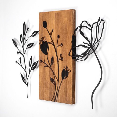 Wallity Zidna dekoracija Trostruko cvijeće - 383, 58x86 cm, Crna Cijene
