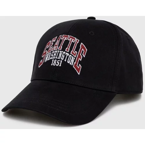 Hollister Co. Bombažna bejzbolska kapa črna barva