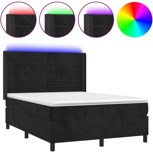 Maison Chic Box spring postelja - Vzmetna postelja z vzmetnico LED črna 140x200 cm žamet SL16040, (21896036) Cene