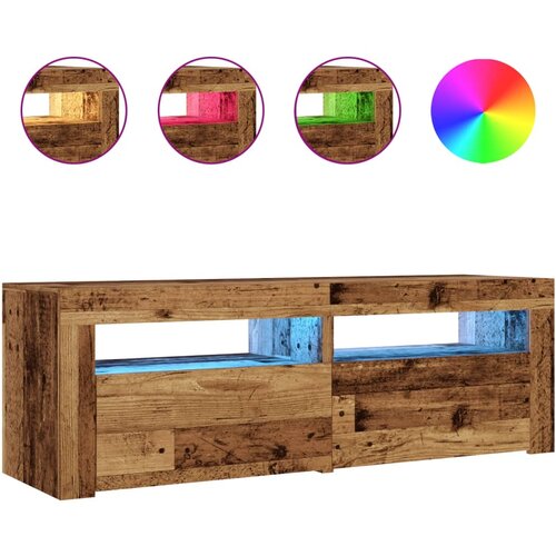 Maison Chic TV omarica - TV stojalo - Televizijska omarica z LED starinski les 120x35x40 cm inženirski les, (21699318) Slike
