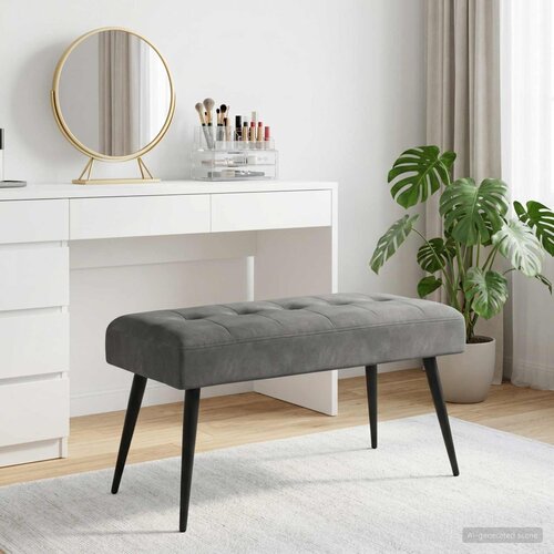  Klupa s gumbastim tkanjem Tamnosiva 80 x 40 x 46 cm Bar&amp;scaron;un Slike