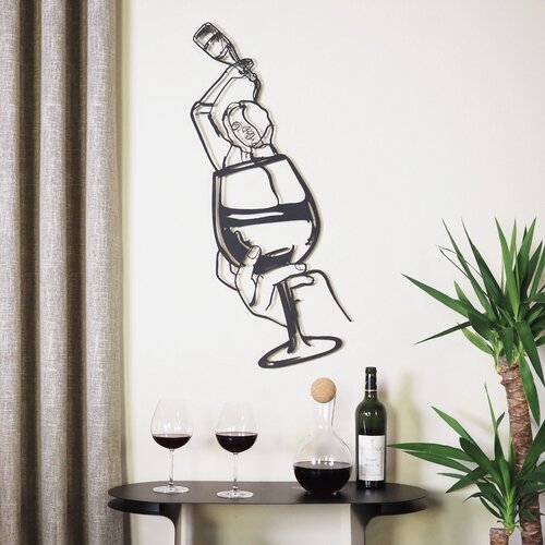 Wallity Zidna dekoracija Glass of Wine Girl-APT749 L, 48x99 cm, 1.2 mm, Crna Slike