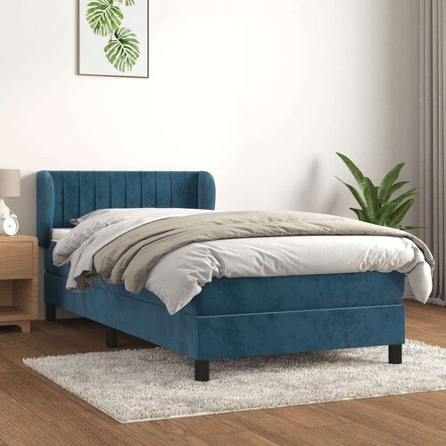 Box spring postelja z vzmetnico temno modra 90x200 cm žamet, (20902195) Cene