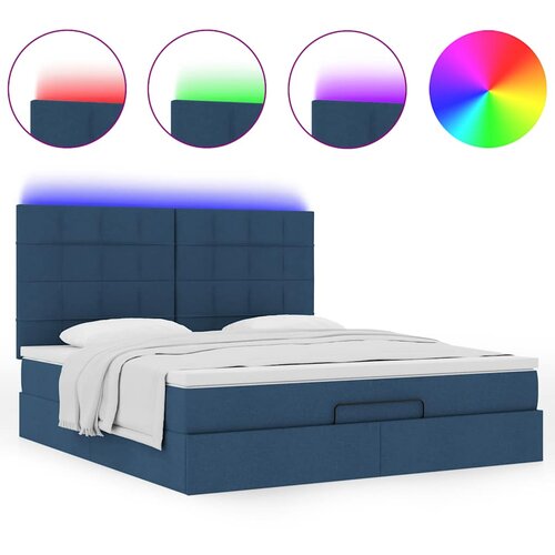 VidaXL Otomanski krevet s madracem i LED plavi 160x200cm tkanine Slike