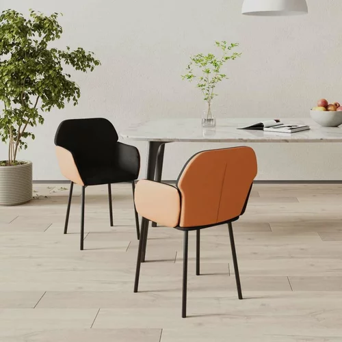  Jedilni stoli 2 kosa črno blago in umetno usnje, (21073651)