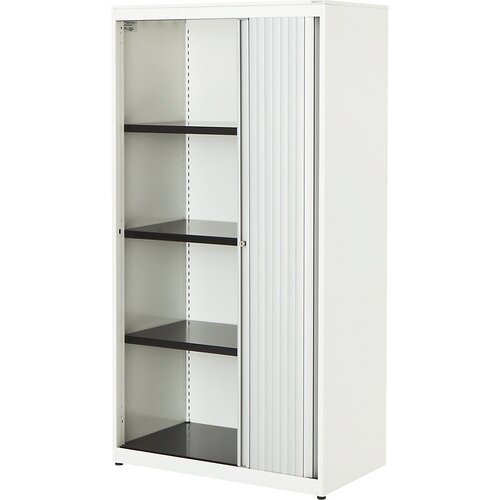 mauser Omara s prečnim rolojem, VxŠxG 1516 x 800 x 432 mm, jeklena plošča, 3 police, čisto bele / aluminijaste / čisto bele barve Cene