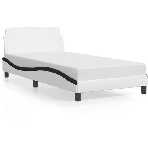 Maison Chic Posteljni okvir - Enojna postelja - Postelja za odrasle z vzglavjem bel in črn 100x200 cm umetno usnje-J9359, (21772906) Slike