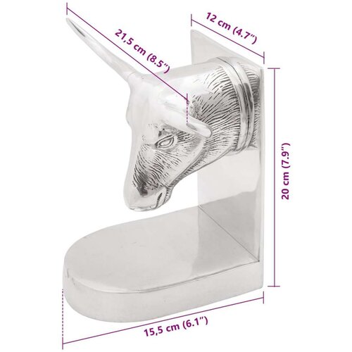 VidaXL držači za knjige Set od 2 Srebrni Aluminij 21,5 x 15,5 x 20 cm Slike