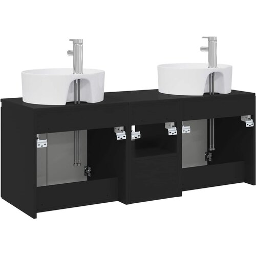  Set ormarića za kupaonicu 3 kom. Crna 49,5 x 44,5 x 65 cm Slike