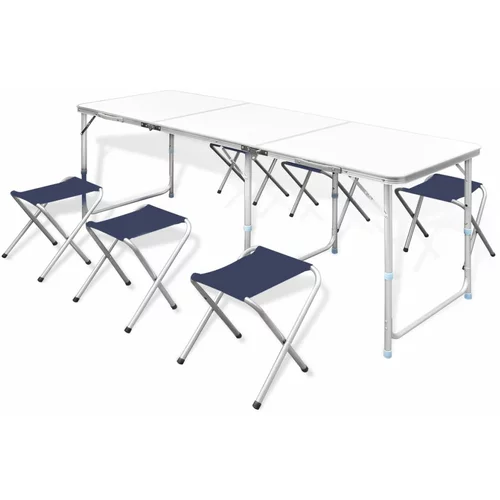 vidaXL sklopivi set stola za kampiranje i 6 stolaca podesiva visina 180x60 cm