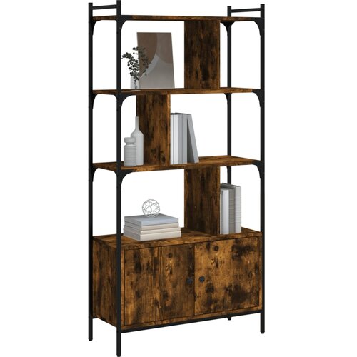  Regal za knjige s vratima boja hrasta 76,5x30x154,5 cm drveni Slike