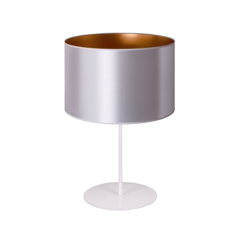  Duolla - Stona lampa CANNES 1xE14/15W/230V, prečnika 20 cm, srebrna/bakarna/bela Slike