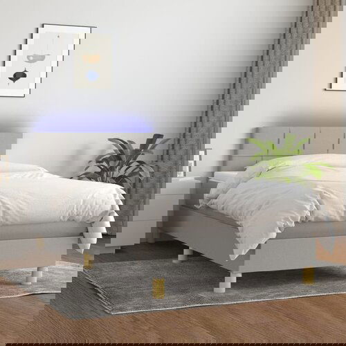 vidaXL Krevet box spring s madracem LED svjetlosivi 90x190 cm tkanina Cene