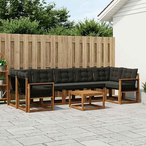  Set vanjskih sofa 8 kom. Prirodna i crna Cijene