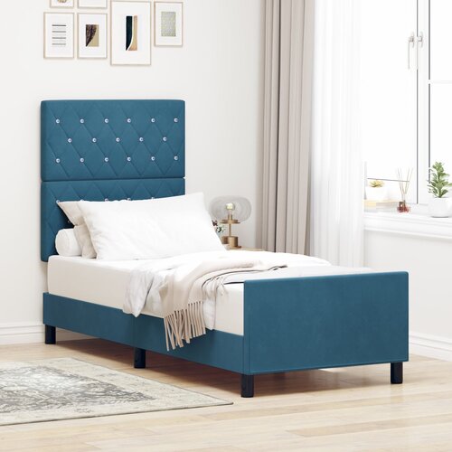VidaXL Postelja Temno modra 80x200 cm Žamet Slike