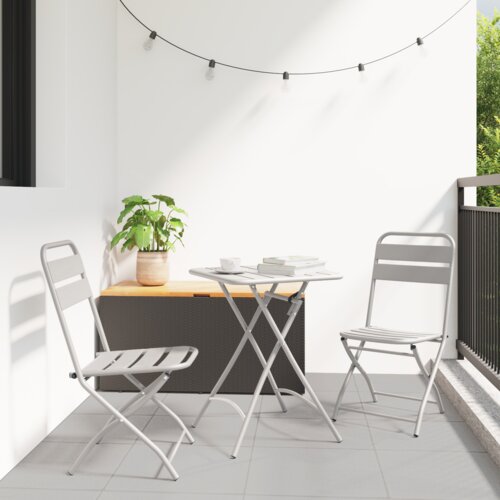 VidaXL Sklopive vrtne stolice 2 kom Beige 42x52x82 cm Čelik obložen prahom Slike
