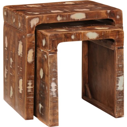 vidaXL Konec mize večbarvno trden predelan les Cene