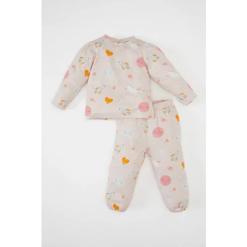 Defacto Baby Girl Patterned Combed Cotton Long Sleeve Pajama Set